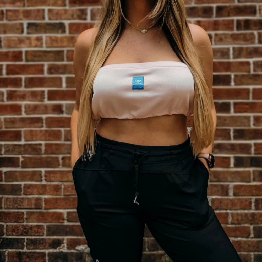 Reworked Adidas adjustable bandeau top